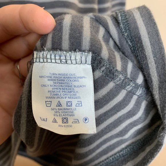 Land's End Turtleneck Long Sleeve Shirt Classic Gray Horizontal Stripe Large - Picture 4 of 6